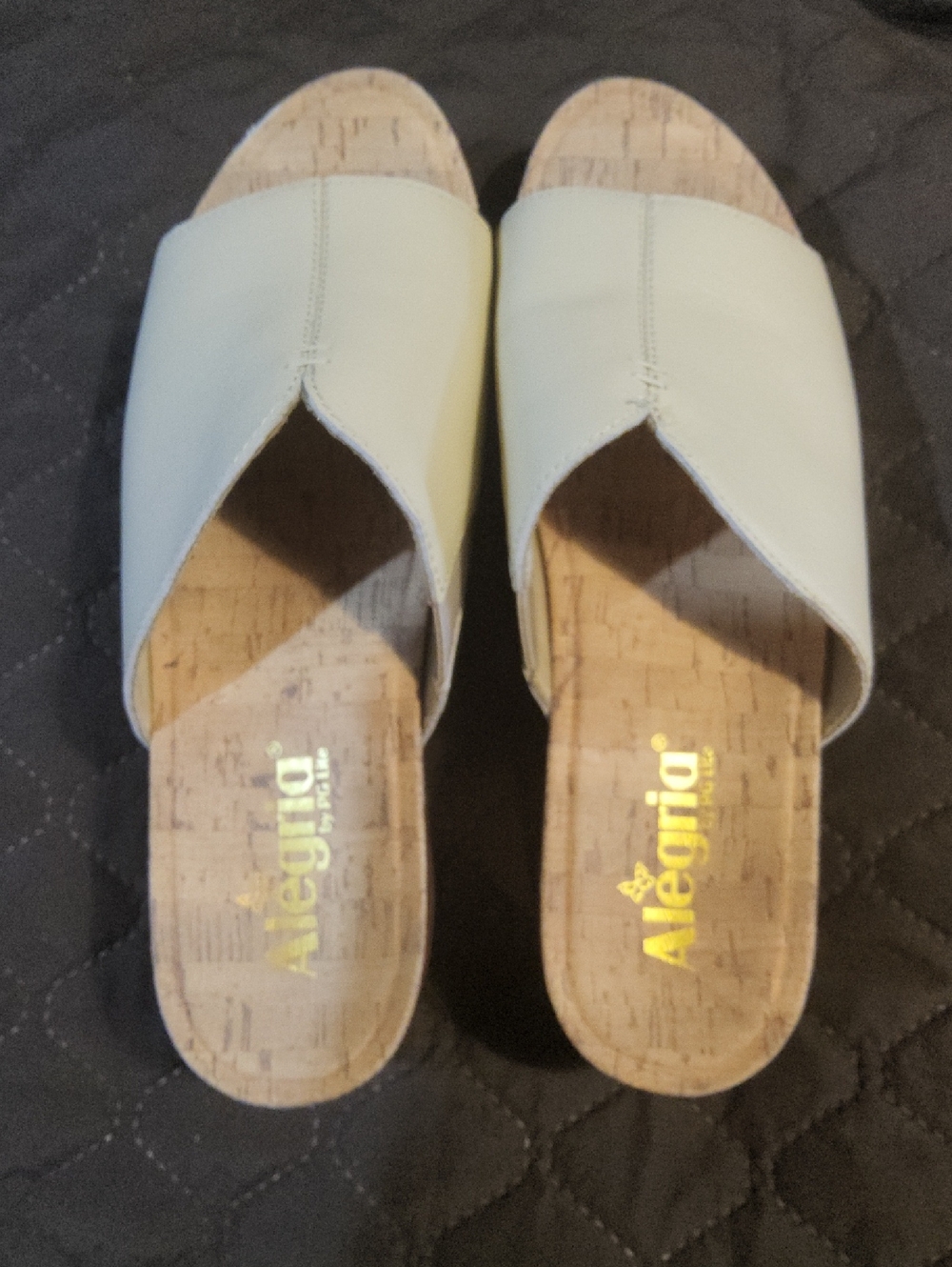 Size 39 NWOT Alegria Women's Light Cream Cork Slide Clogs